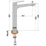 Dimensions du Robinet Mitigeur Lavabo Réhaussé Rour noir mat