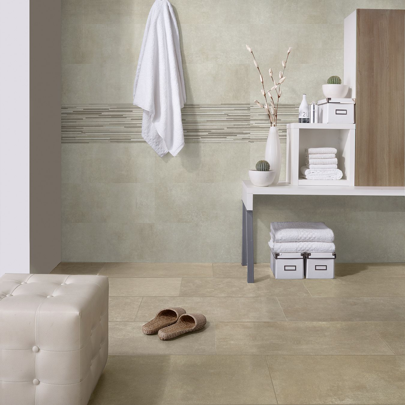 Carrelage décor mural Moustac coloris beige