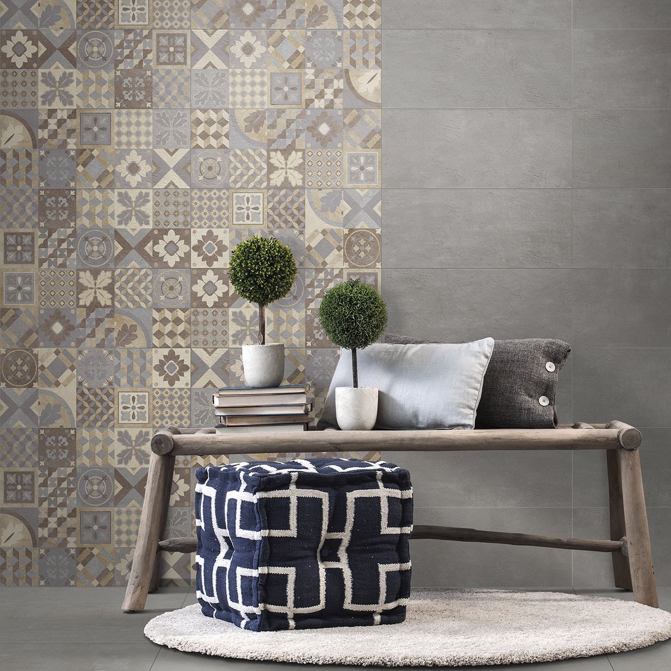 Carrelage décor mural Moustac effet carreaux de ciment
