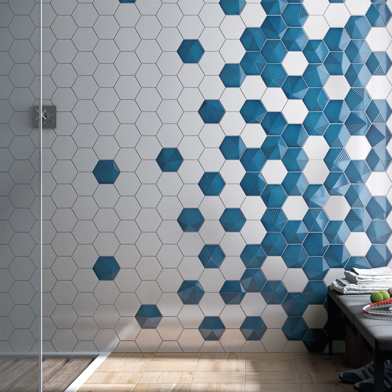 Carrelage faïence murale Mendoce3 hexagonal