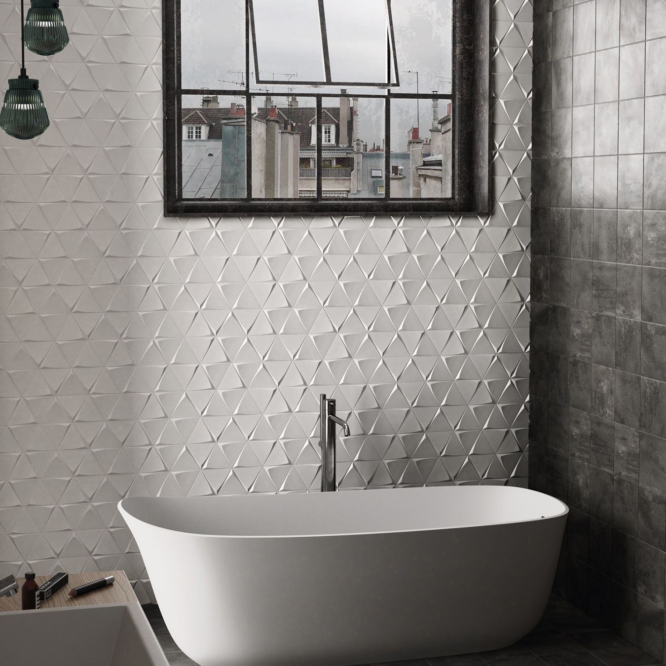 Carrelage faïence murale Mendoce3 salle de bain avec baignoire