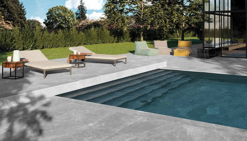 Terrasse et plage de piscine marbre gris