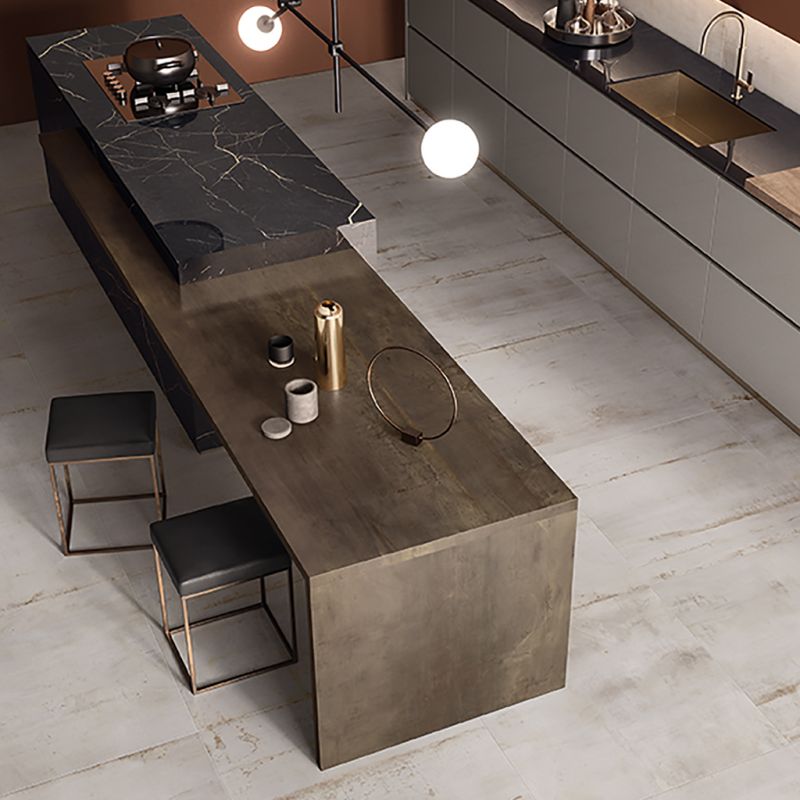 Plan de travail cuisine carrelage grand format