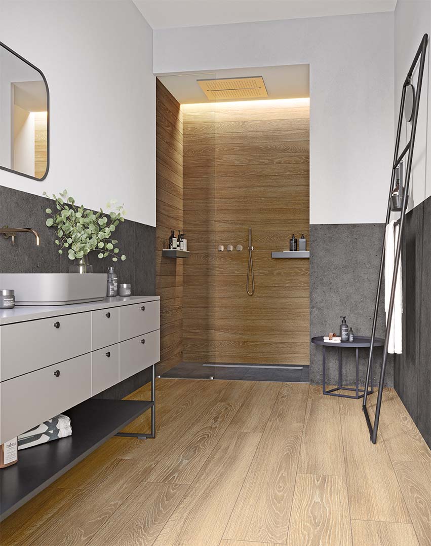 Du lambris bois pour la douche