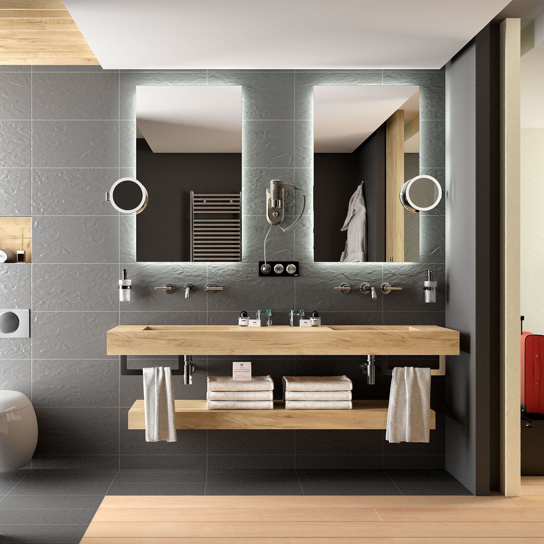 Du bois pour une salle de bain en duo