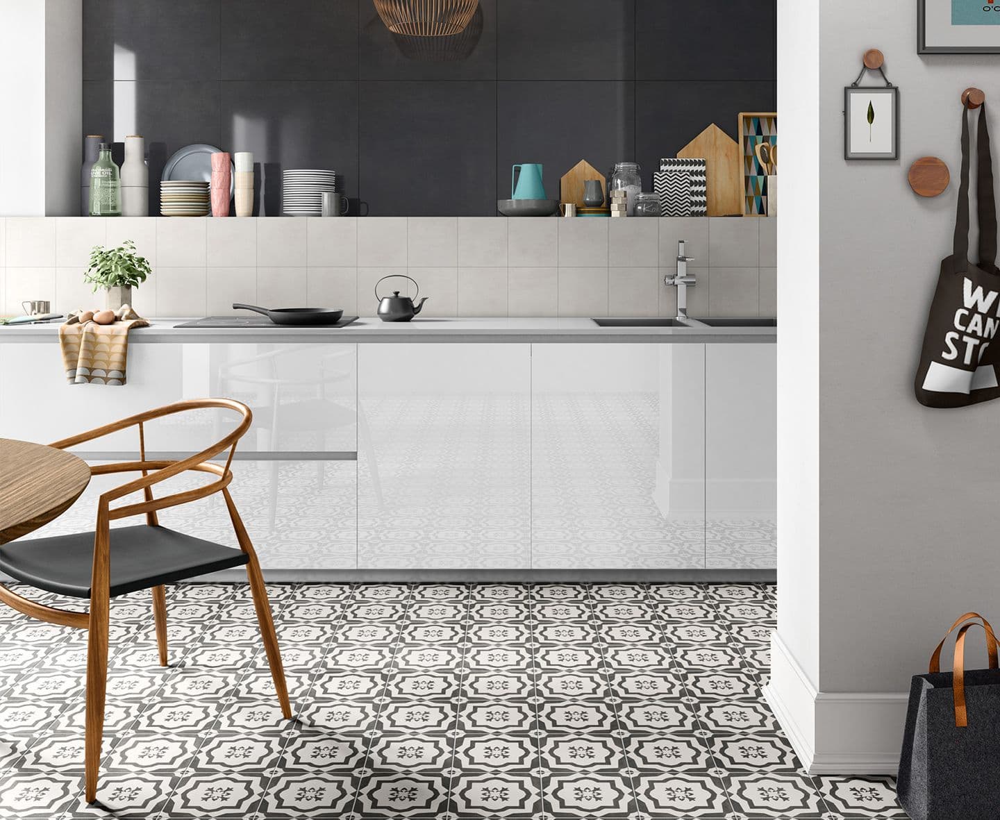 Carreaux ciment vintage pour une cuisine "Urbain Décontracté"