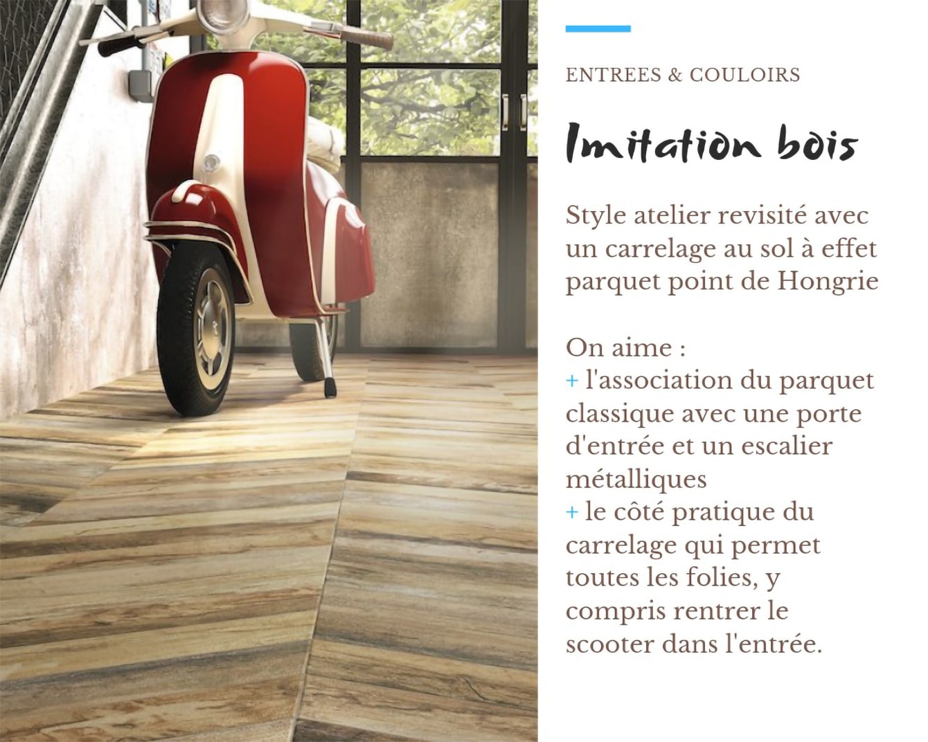 Carrelage pour une entrée ou un couloir imitation bois