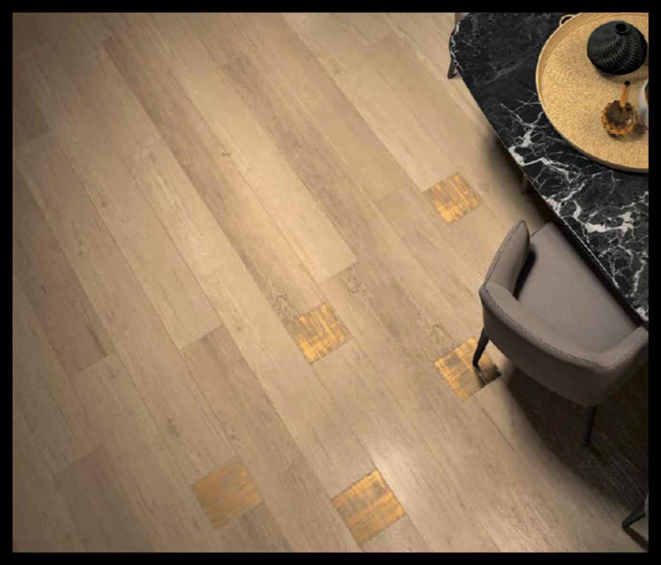 Carrelage imitation parquet et Or