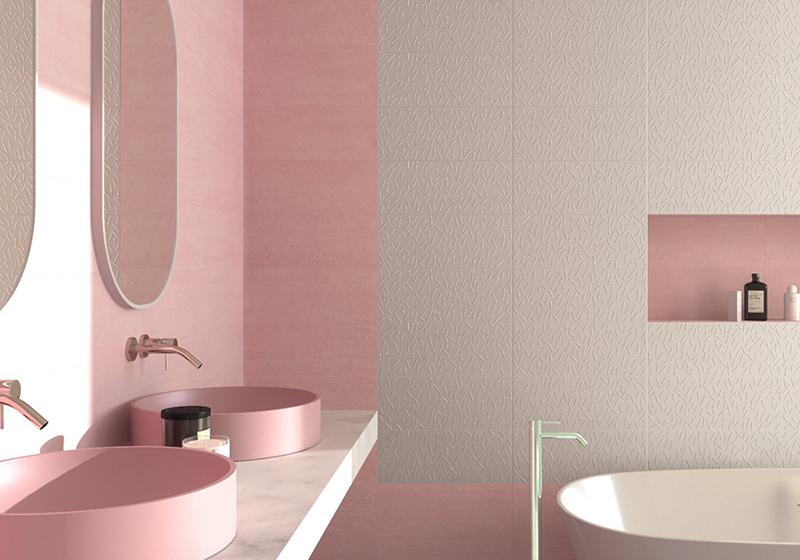 Salle de bain total look rose