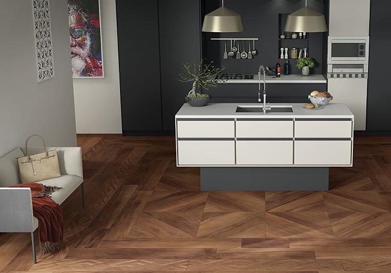 Carrelage cuisine effet parquet