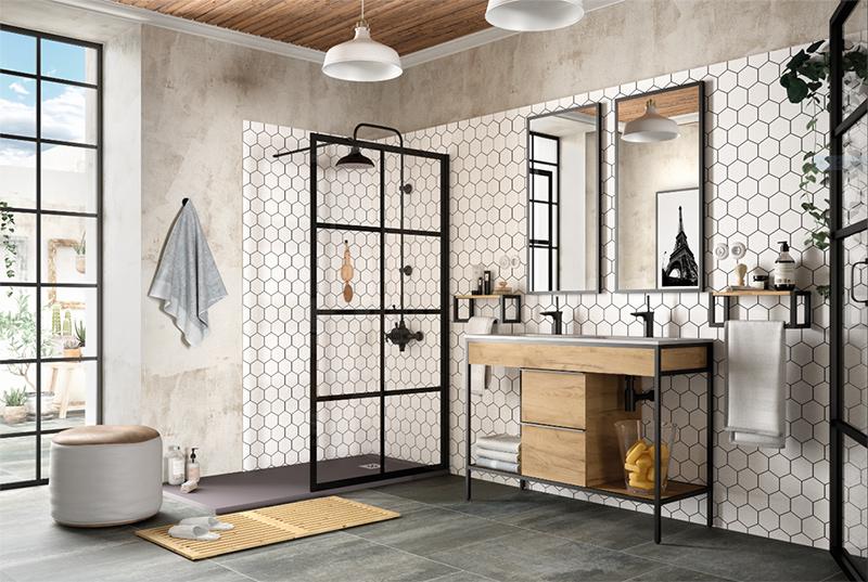 Salle de bain 2 vasques style industriel