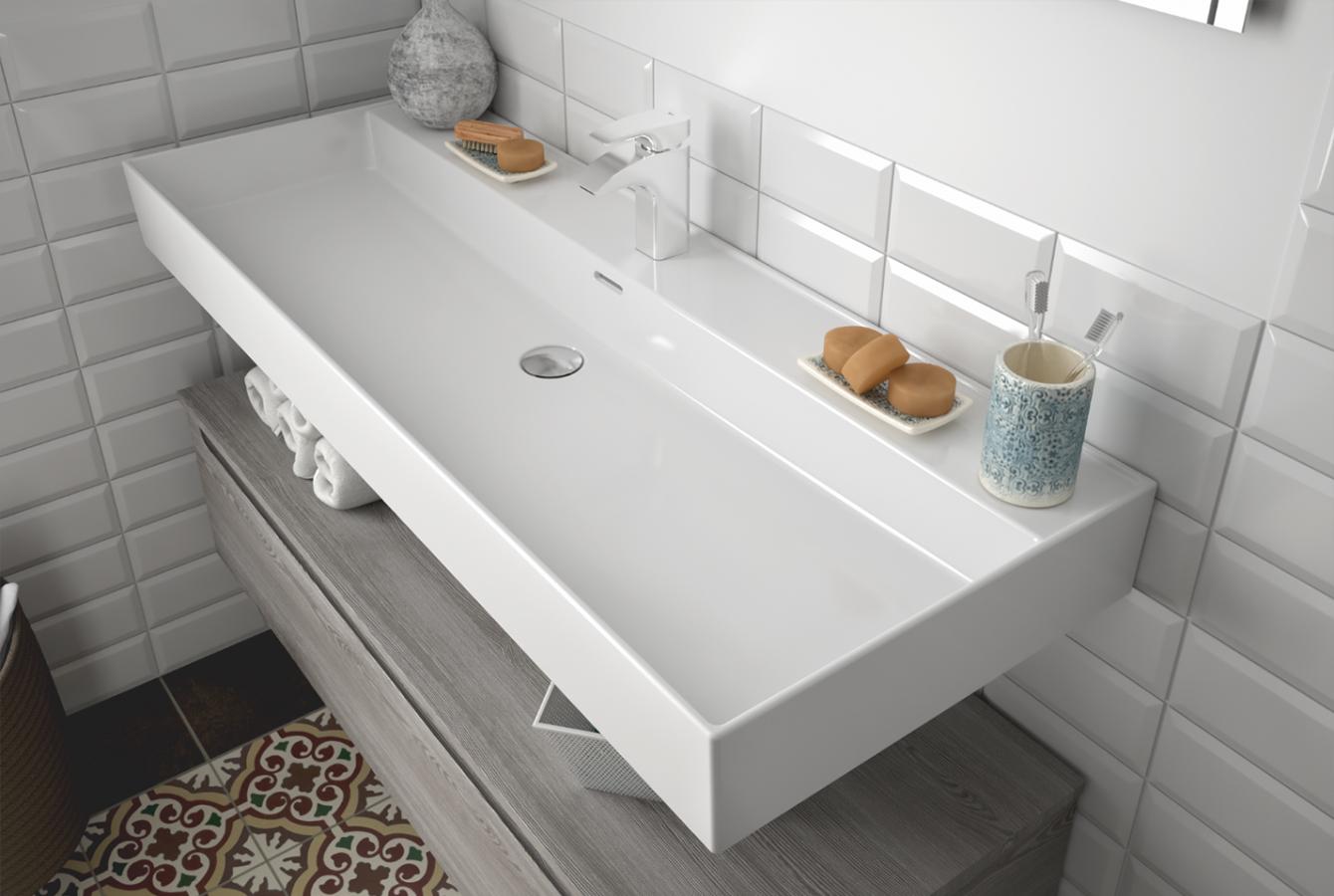 Salle de bain duo grand lavabo