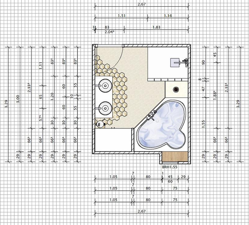 Une baignoire d'angle pour optimiser l'aménagement de la salle de bain.