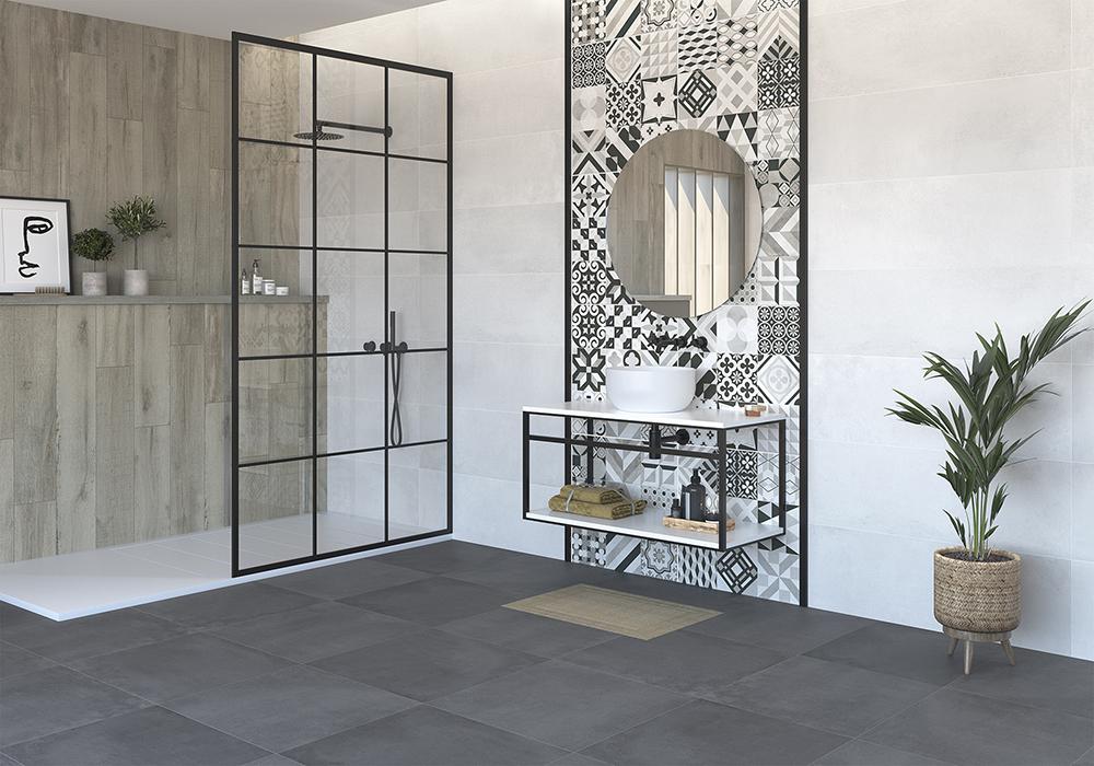 Carrelage salle de bain graphique