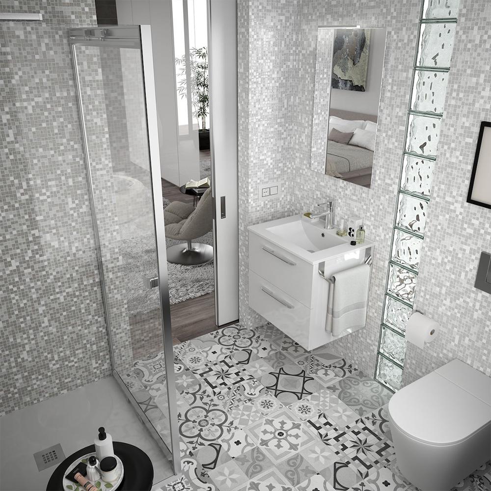 Meuble de salle de bain avec tiroirs et compartiments de rangement
