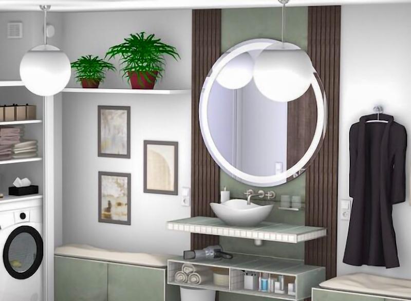 Meuble de salle de bain avec grande vasque blanche