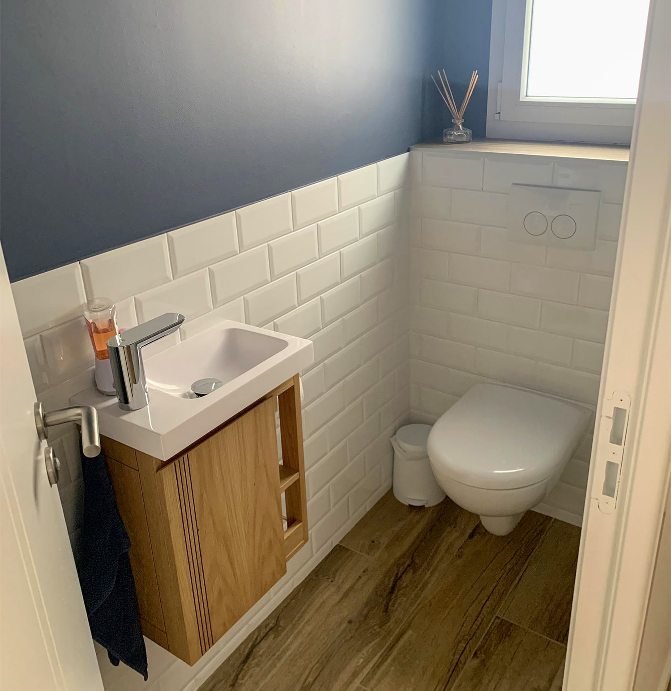 Meuble wc pour papier toilette effet bois blanc