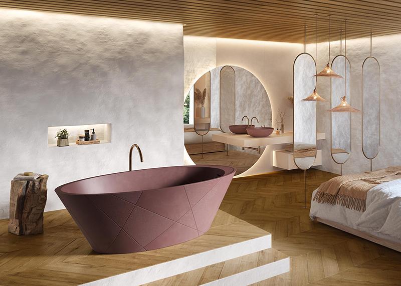 Salle de bain avec baignoire îlot design