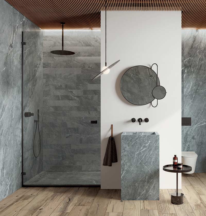 Carrelage salle de bain effet pierre Blue Sapri