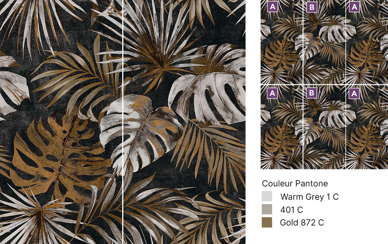 Composition motif Golden Leaves carrelage décor mural Dote Has