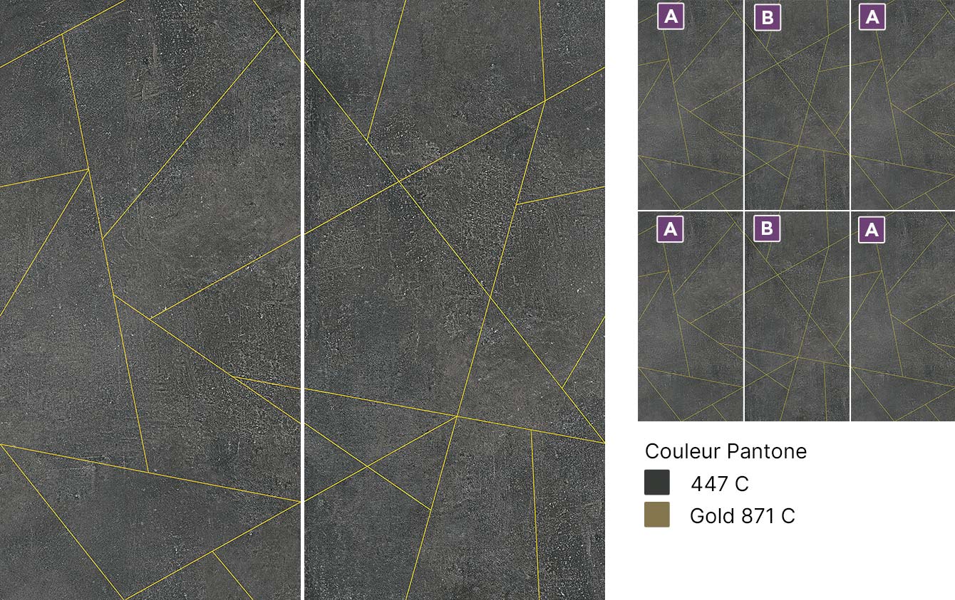 Composition motif gold line ardesia  carrelage décor mural Dote Has