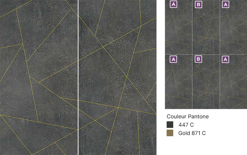 Composition motif gold line ardesia  carrelage décor mural Dote Has