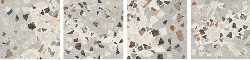 3 motifs différents pour le carrelage imitation terrazzo Floyat