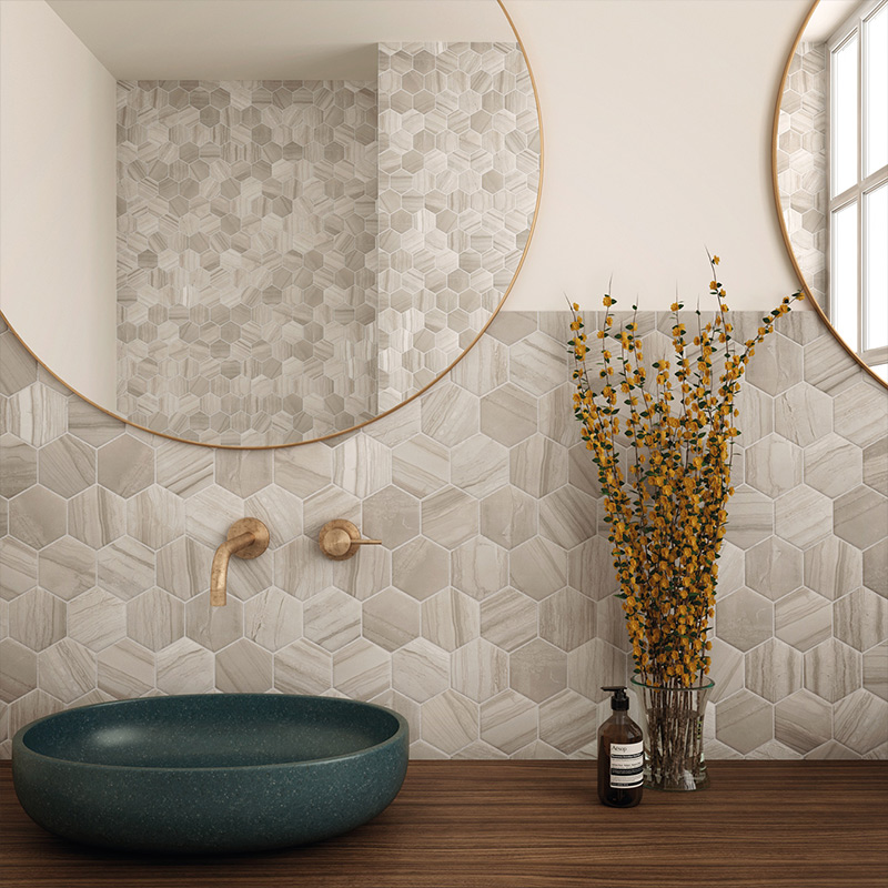 Le Carrelage Mural Hexagonal Lotzar s'adapte à tous les styles de décoration