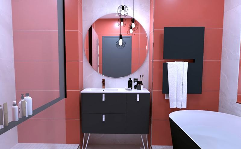 Salle de bain Terracotta en 3D par Vilvert à Montbrison